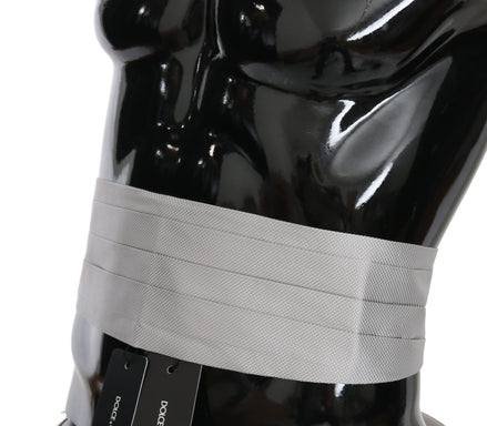 Dolce & Gabbana Gray Men Waist Belt 100% Silk Cummerbund Dolce & Gabbana