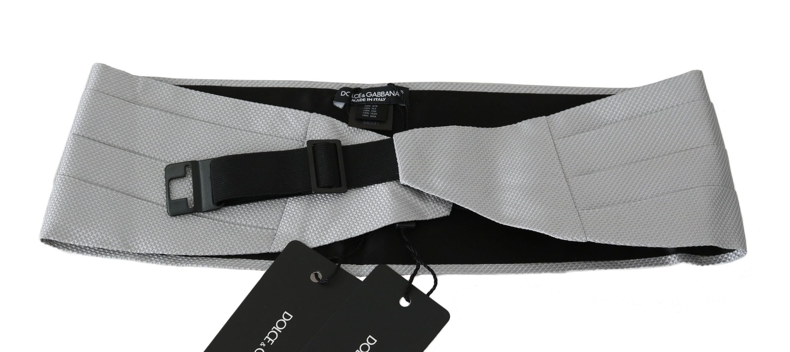 Dolce & Gabbana Gray Men Waist Belt 100% Silk Cummerbund Dolce & Gabbana