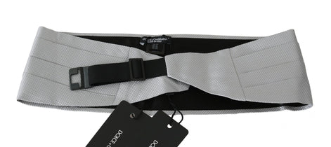 Dolce & Gabbana Gray Men Waist Belt 100% Silk Cummerbund Dolce & Gabbana