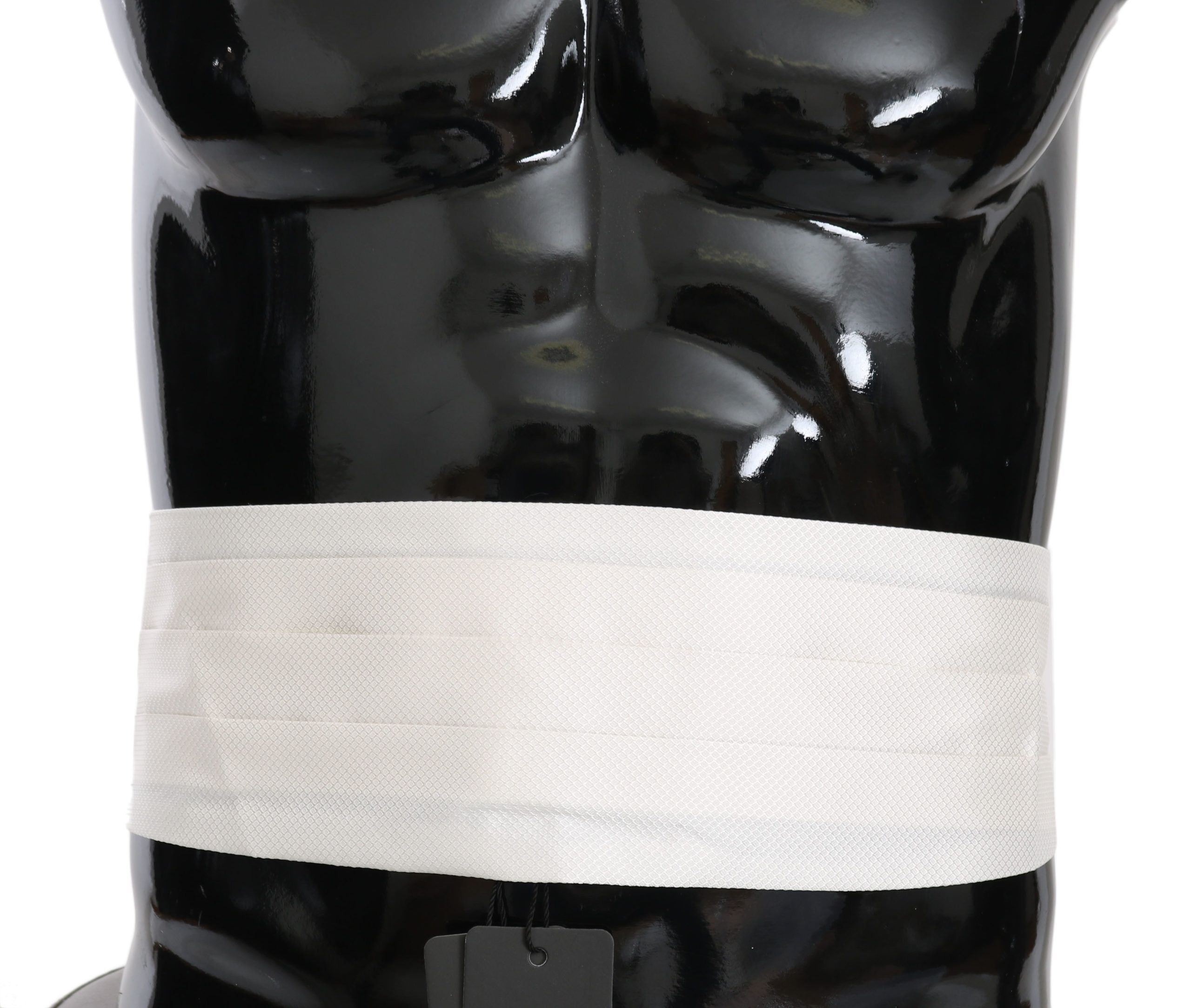 Dolce & Gabbana White Men Waist Belt 100% Silk Cummerbund Dolce & Gabbana