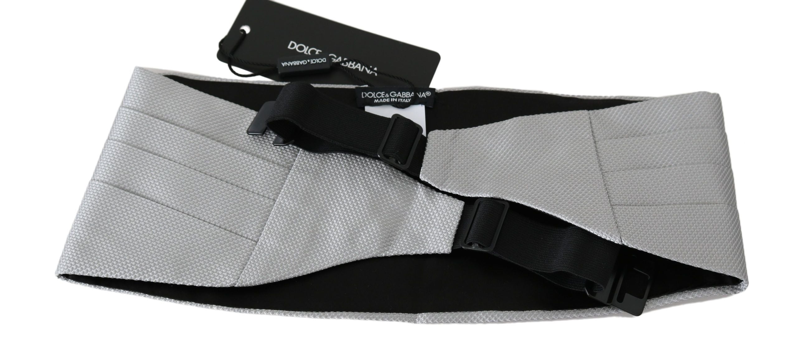 Dolce & Gabbana Gray Men Waist Belt 100% Silk Cummerbund Dolce & Gabbana