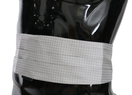 Dolce & Gabbana Gray Patterned Waist Belt Silk Cummerbund Dolce & Gabbana