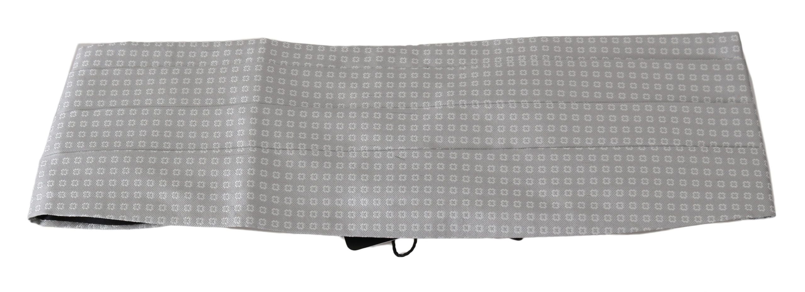 Dolce & Gabbana Gray Patterned Waist Belt Silk Cummerbund Dolce & Gabbana