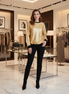 Dolce & Gabbana Gold Cotton Crewneck Pullover Sweater Dolce & Gabbana