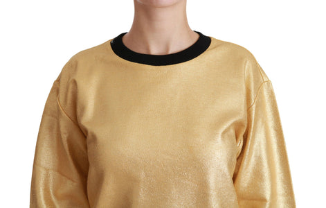 Dolce & Gabbana Gold Cotton Crewneck Pullover Sweater Dolce & Gabbana
