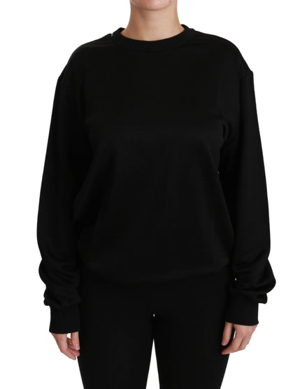 Dolce & Gabbana Black Cotton Crewneck Pullover Sweater Dolce & Gabbana