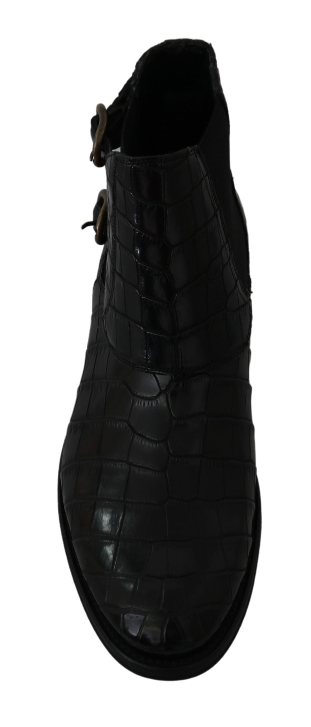 Dolce & Gabbana Black Crocodile Leather Derby Boots Shoes Dolce & Gabbana