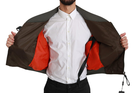 Dolce & Gabbana Brown Beaded Crown Skull Logo Jacket Dolce & Gabbana