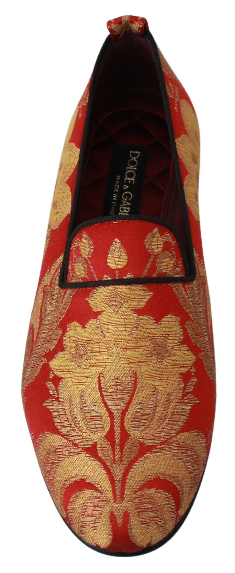Dolce & Gabbana Red Gold Brocade Slippers Loafers Shoes Dolce & Gabbana