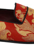 Dolce & Gabbana Red Gold Brocade Slippers Loafers Shoes Dolce & Gabbana