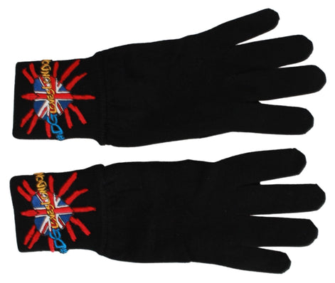 Dolce & Gabbana Black #DGLovesLondon Embroidered Wool Gloves Dolce & Gabbana
