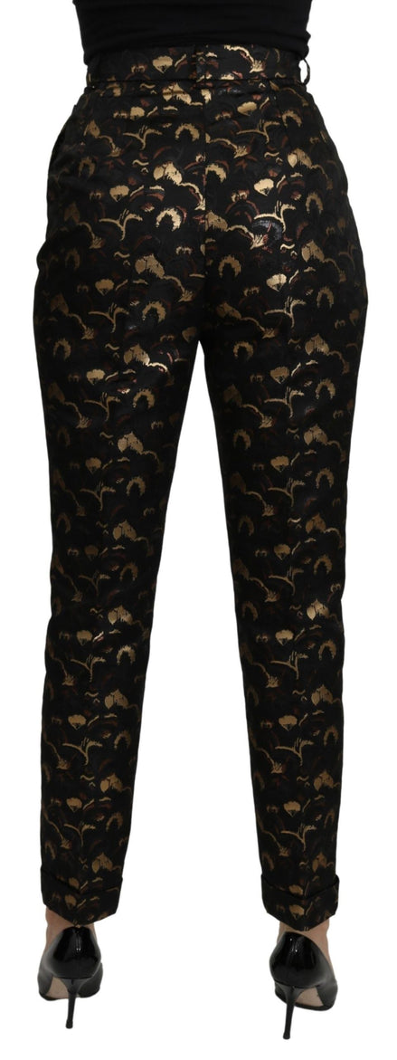 Dolce & Gabbana Black Gold Brocade High Waist Pants Dolce & Gabbana