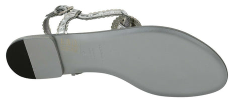 Dolce & Gabbana Silver Crystal Sandals Flip Flops Shoes Dolce & Gabbana