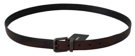Dolce & Gabbana Solid Brown Leather Gray Buckle Belt Dolce & Gabbana
