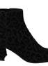 Dolce & Gabbana Black Leopard Short Boots Zipper Shoes Dolce & Gabbana
