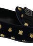 Dolce & Gabbana Blue Velvet Crown Slippers Loafers Shoes Dolce & Gabbana