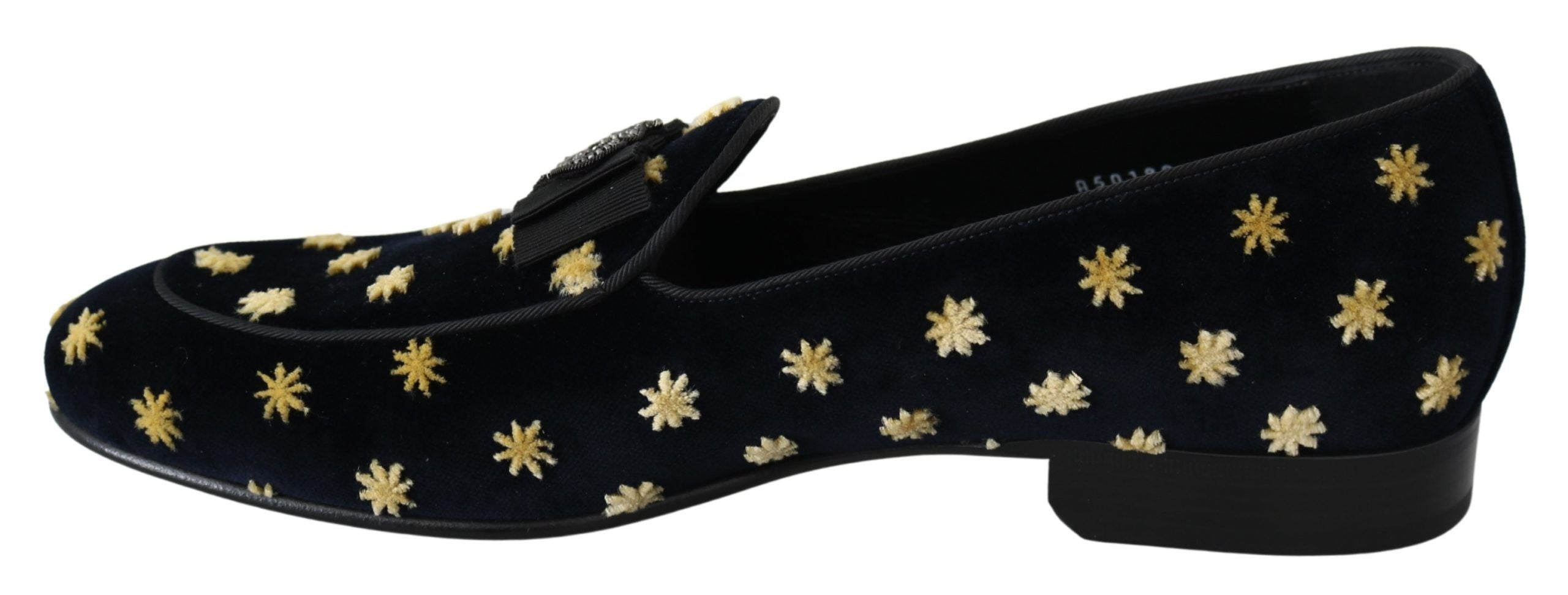 Dolce & Gabbana Blue Velvet Crown Slippers Loafers Shoes Dolce & Gabbana