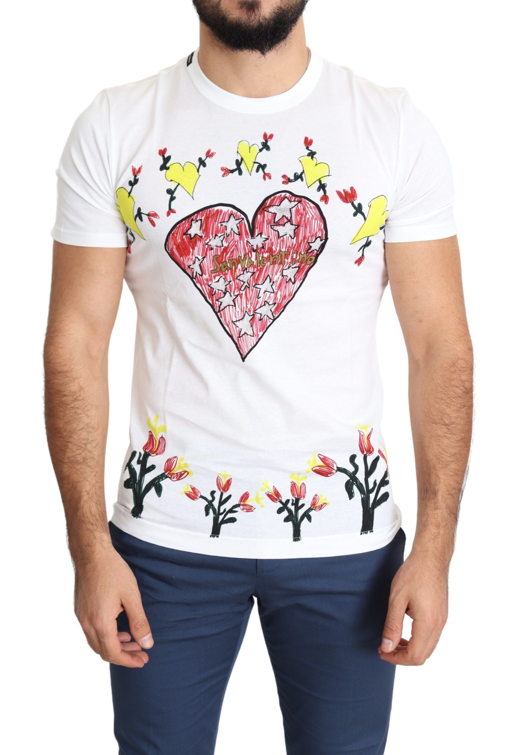 Dolce & Gabbana White Saint Valentine Print Cotton Men T-shirt Dolce & Gabbana