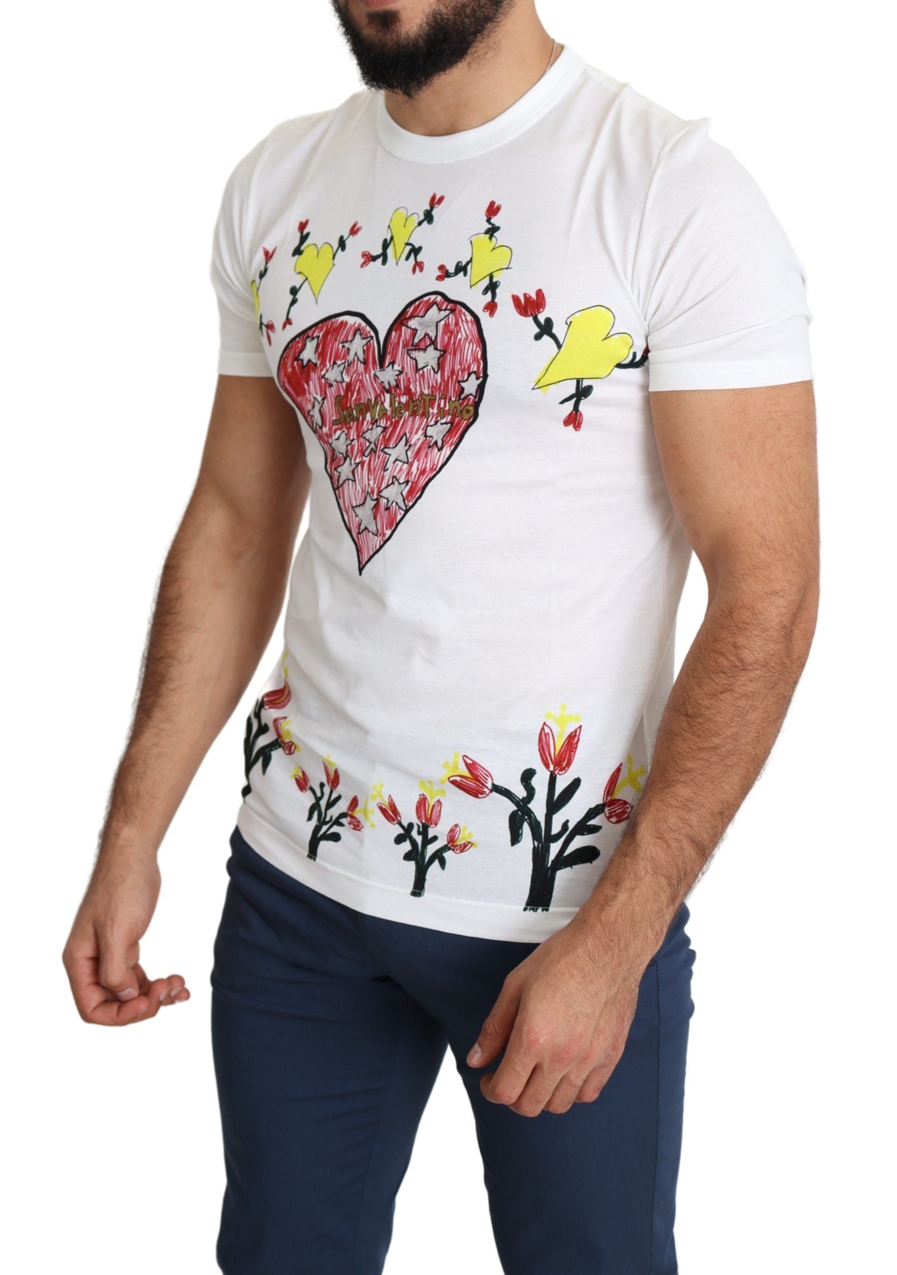 Dolce & Gabbana White Saint Valentine Print Cotton Men T-shirt Dolce & Gabbana