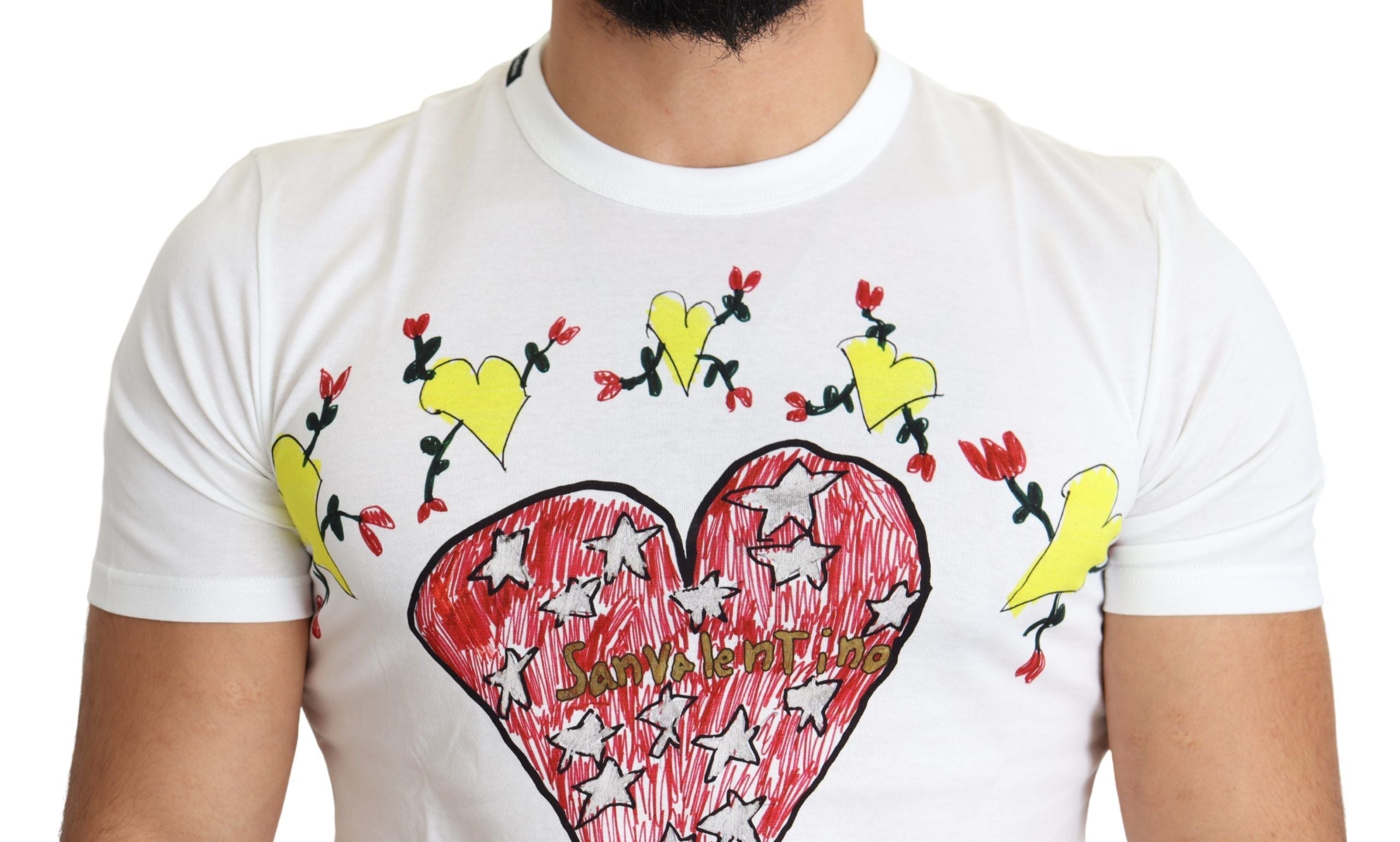 Dolce & Gabbana White Saint Valentine Print Cotton Men T-shirt Dolce & Gabbana