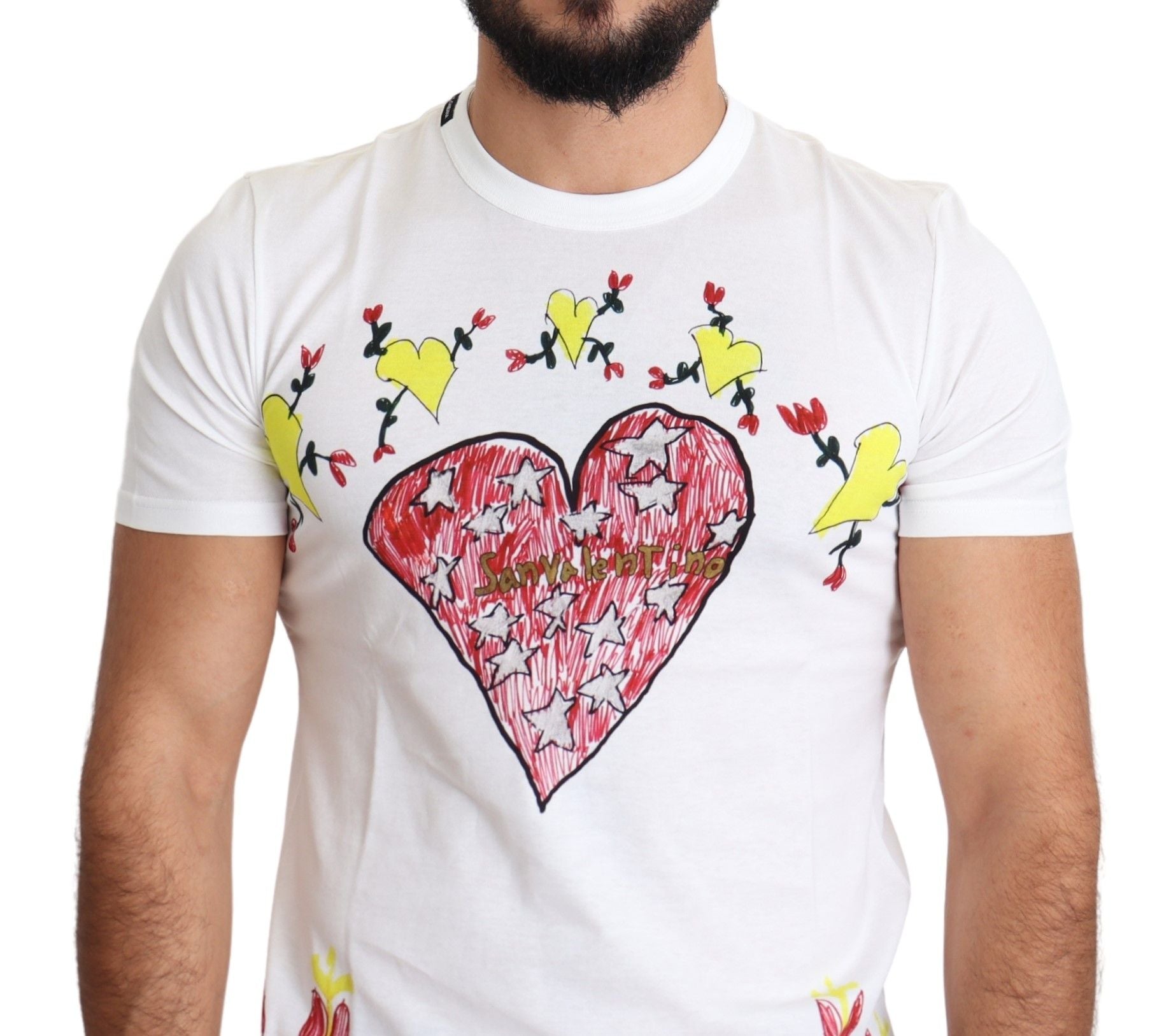 Dolce & Gabbana White Saint Valentine Print Cotton Men T-shirt Dolce & Gabbana