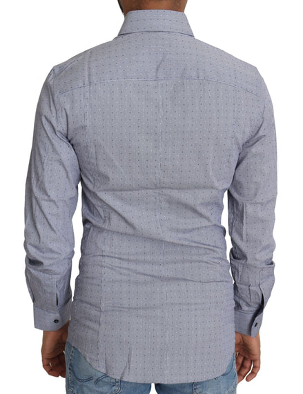 Dolce & Gabbana Gray Dotted Semi Fitted Formal SICILIA Shirt Dolce & Gabbana