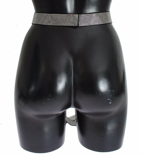 Dolce & Gabbana Black Silk Clear Crystal Bow Waist Belt Dolce & Gabbana