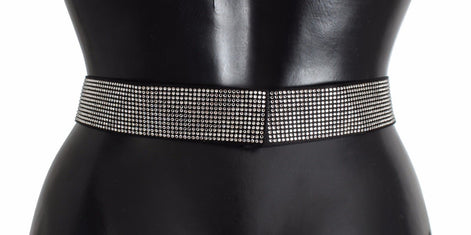 Dolce & Gabbana Black Silk Clear Crystal Bow Waist Belt Dolce & Gabbana