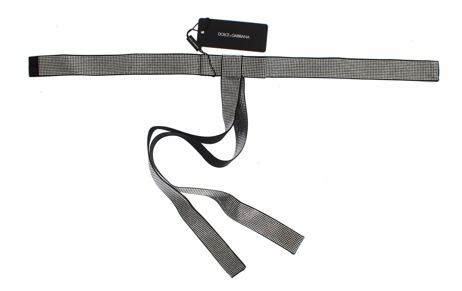 Dolce & Gabbana Black Silk Clear Crystal Bow Waist Belt Dolce & Gabbana