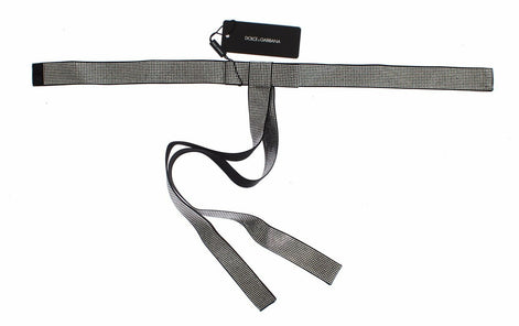 Dolce & Gabbana Black Silk Clear Crystal Bow Waist Belt Dolce & Gabbana