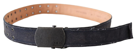 Ermanno Scervino Blue Leather Ratchet Buckle Belt Ermanno Scervino