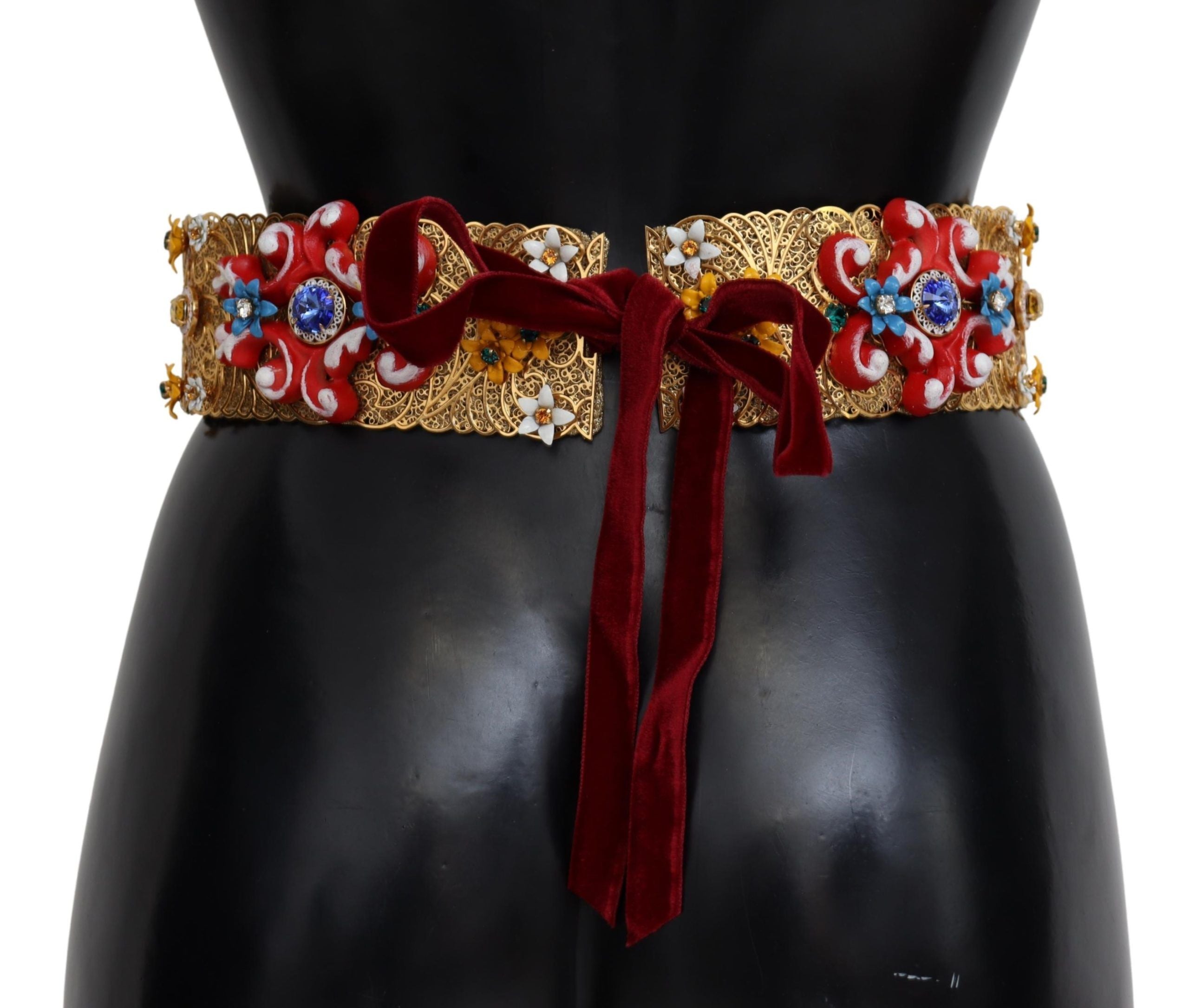 Dolce & Gabbana Embellished Floral Crystal Wide Waist Carretto Belt Dolce & Gabbana