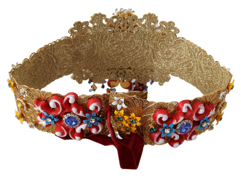 Dolce & Gabbana Embellished Floral Crystal Wide Waist Carretto Belt Dolce & Gabbana