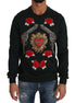 Dolce & Gabbana Green Crystal Heart Roses Gun Sweater Dolce & Gabbana