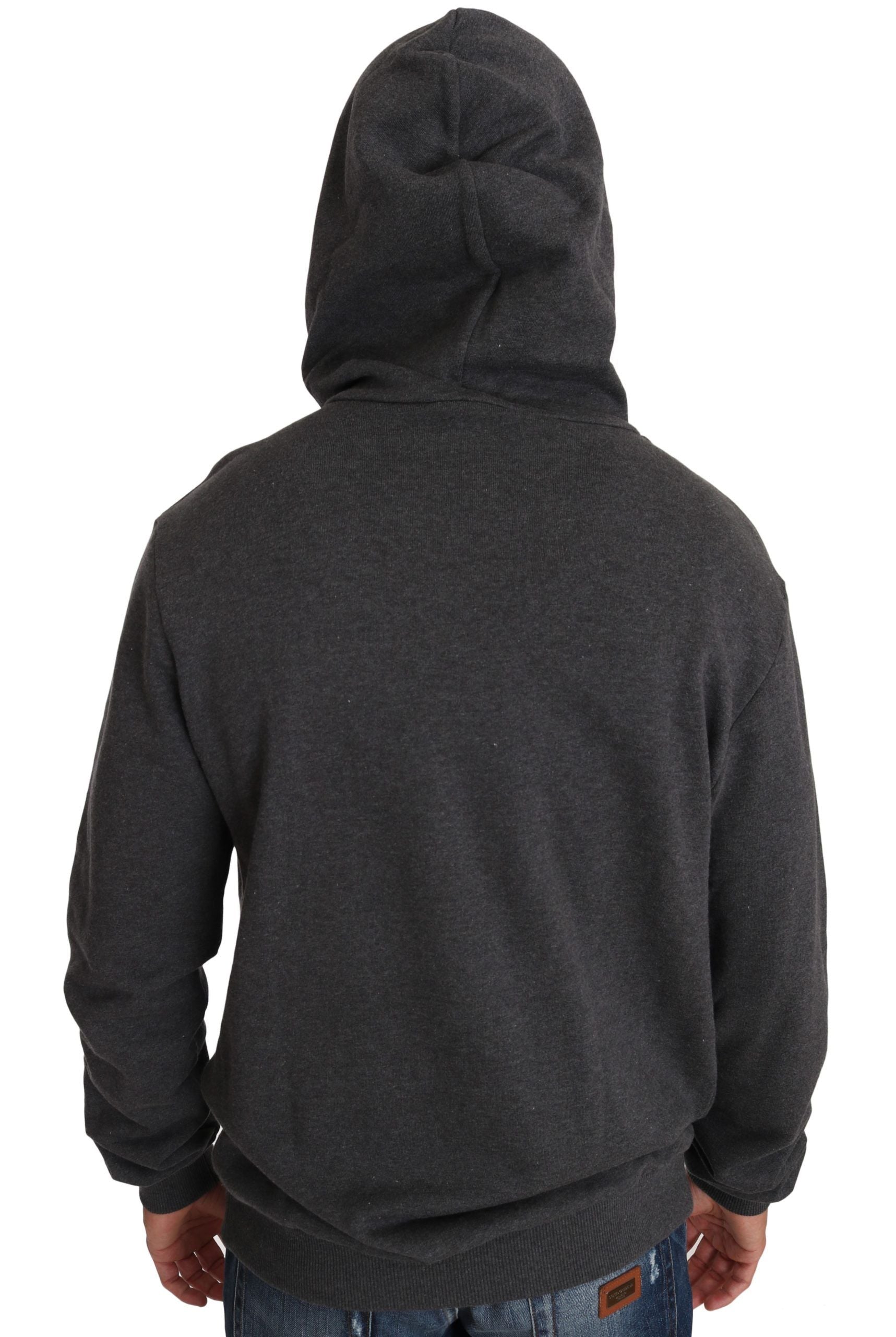 Dolce & Gabbana Gray Hooded Red Crystal Heart Gun Sweater Dolce & Gabbana