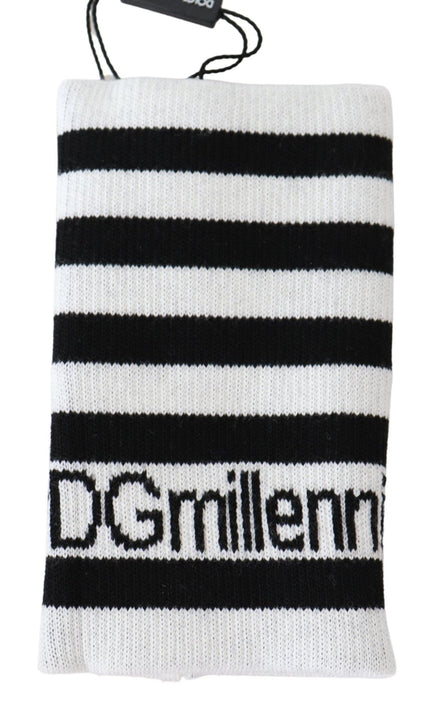 Dolce & Gabbana Black White Wool DGMillennials Wristband Wrap Dolce & Gabbana
