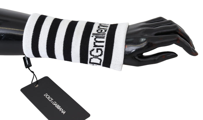 Dolce & Gabbana Black White Wool DGMillennials Wristband Wrap Dolce & Gabbana
