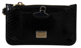 Dolce & Gabbana Black Leather Coin Purse Wristlet Mirror Agnese Wallet Dolce & Gabbana