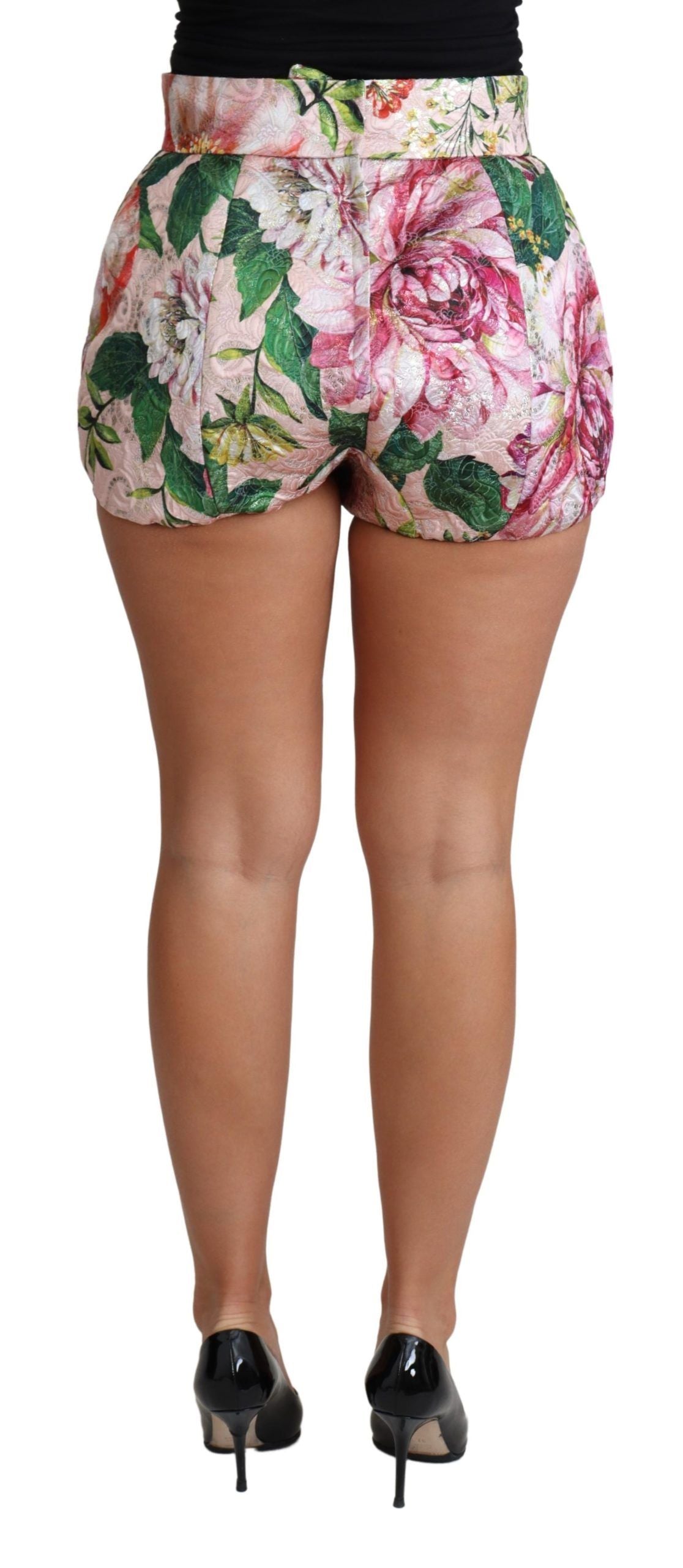 Dolce & Gabbana Pink Cotton Floral Print Hot Pants Short Dolce & Gabbana