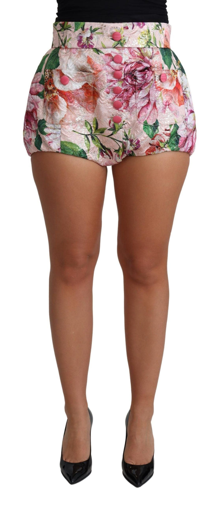 Dolce & Gabbana Pink Cotton Floral Print Hot Pants Short Dolce & Gabbana