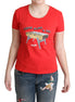 Moschino Red Cotton Come Play 4 Us Print Tops Blouse T-shirt Moschino