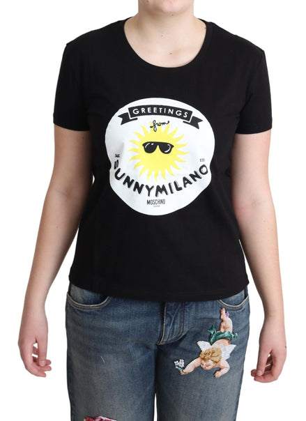 Moschino Black Cotton Sunny Milano Print T-shirt Moschino