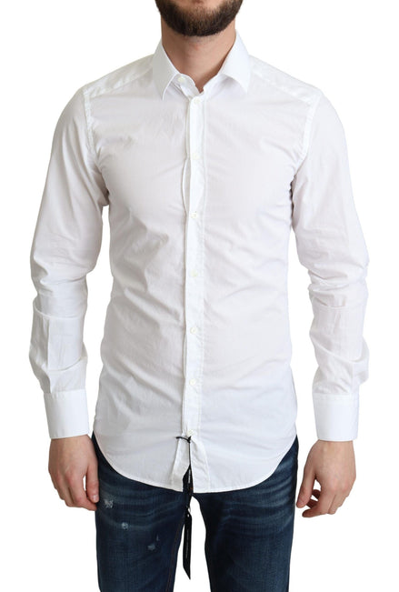 Dolce & Gabbana White Cotton Long Sleeves Men Formal Shirt Dolce & Gabbana
