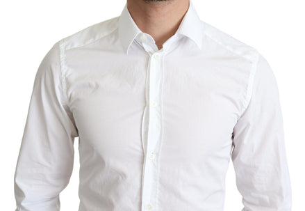 Dolce & Gabbana White Cotton Long Sleeves Men Formal Shirt Dolce & Gabbana