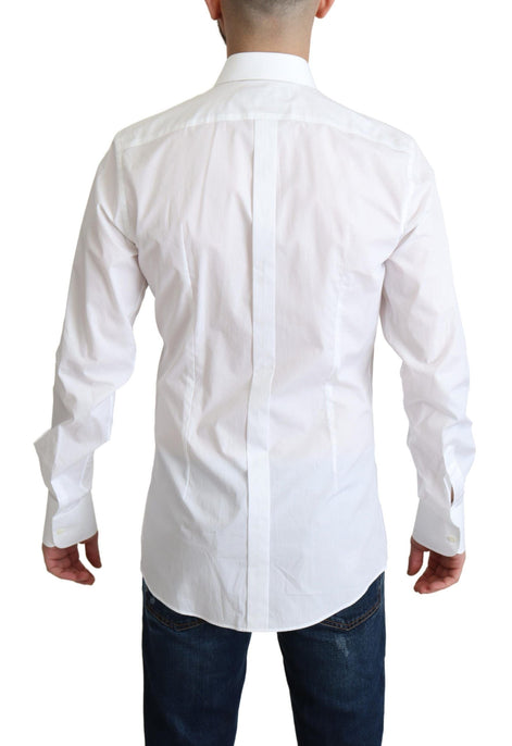 Dolce & Gabbana White Bib Cotton Poplin Men Formal Shirt Dolce & Gabbana