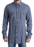 Dolce & Gabbana Blue Stripes Men Casual Button Down Shirt Dolce & Gabbana