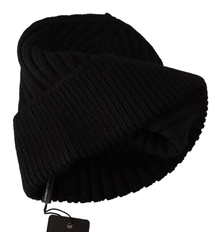 Dolce & Gabbana Black Wool Knit Women Winter Hat Dolce & Gabbana