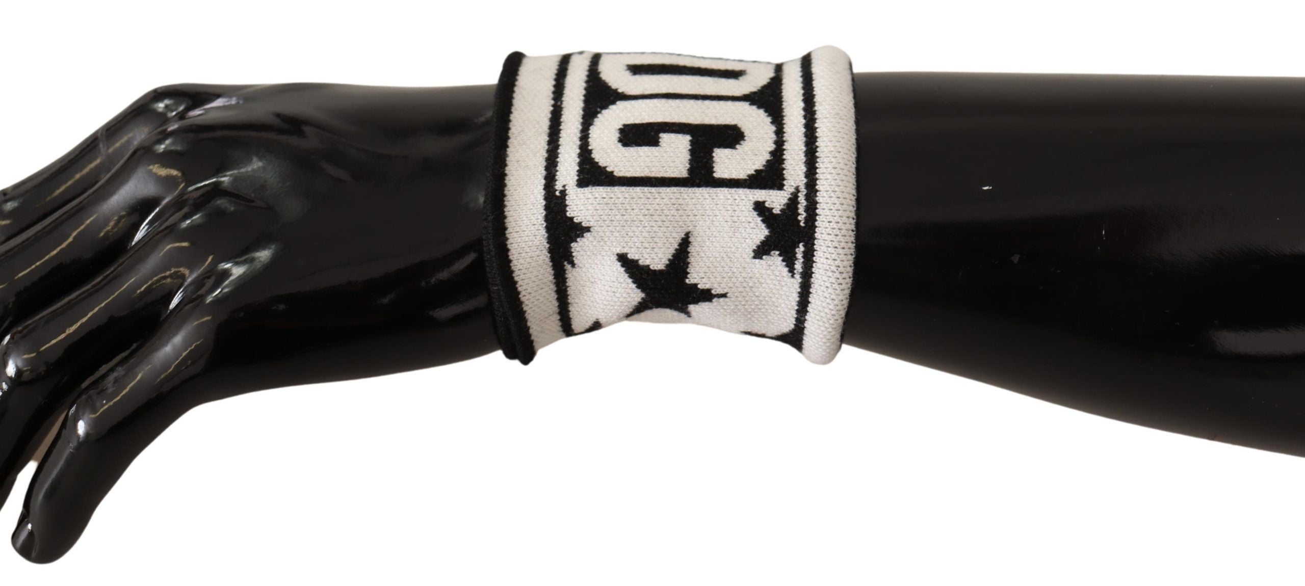 Dolce & Gabbana White Black Wool Logo #DGMILLENNIALS Wristband Dolce & Gabbana