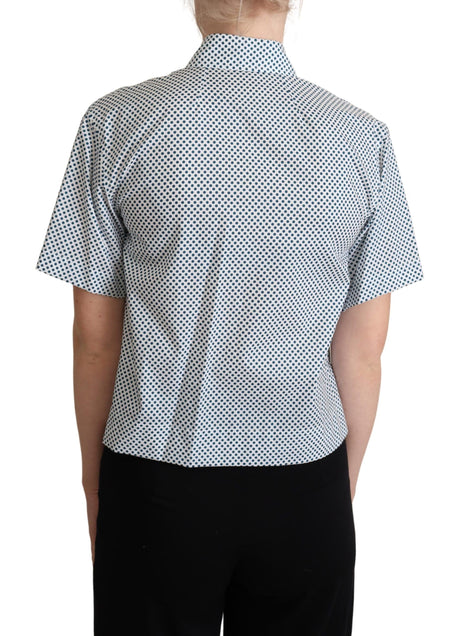 Dolce & Gabbana White Blue Polka Dot Cotton Shirt Dolce & Gabbana
