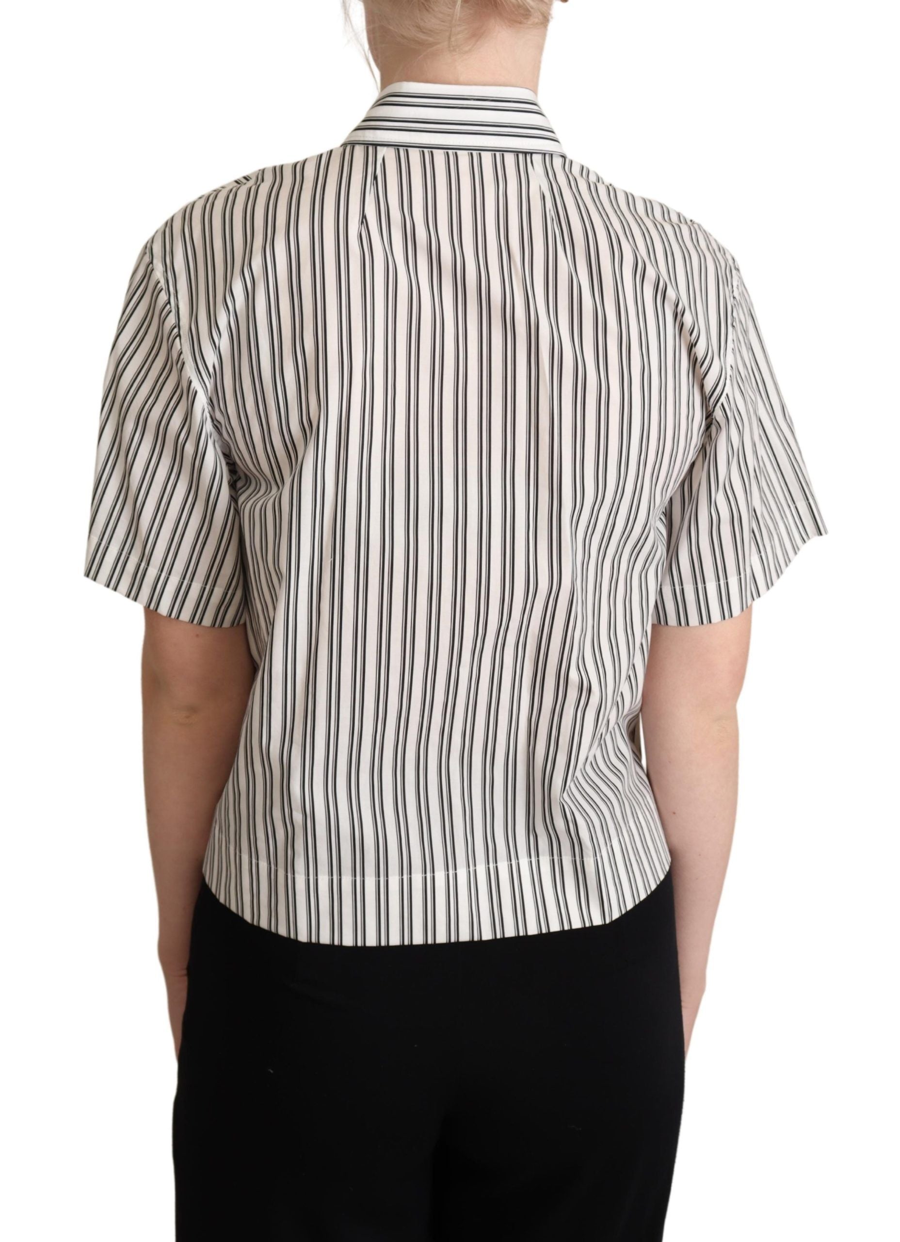 Dolce & Gabbana White Black Striped Shirt Blouse Top Dolce & Gabbana